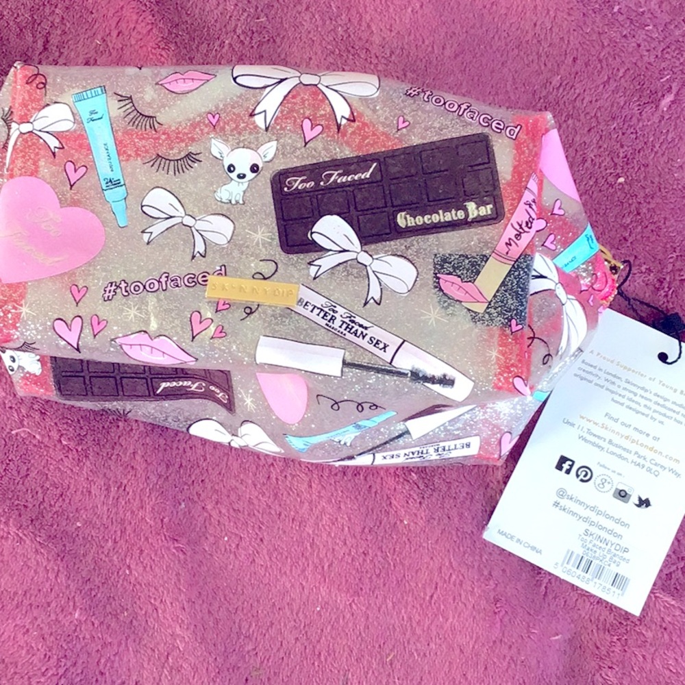 Too Faced Skinny Dip Clover, makeup zippered bag new with tags